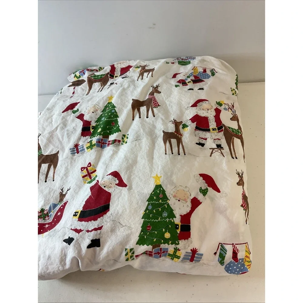 Pottery Barn Kids Christmas HERITAGE SANTA Queen fitted sheet only